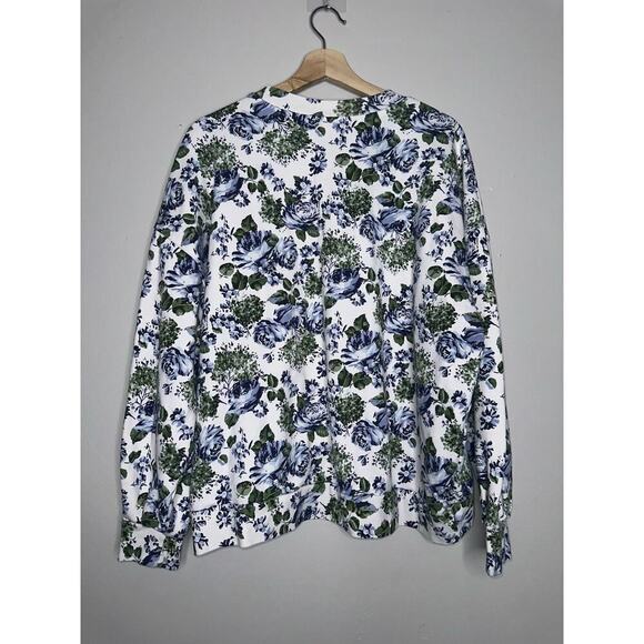 Levi's Pai Print Pullover Crewneck Sweatshirt in Lynn Floral White Blue Large - Picture 6 of 8
